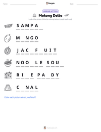 Mekong Delta printable worksheet preview