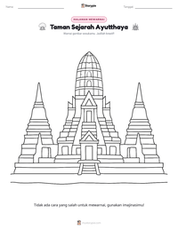 Prabaca lembar kerja cetak Taman Sejarah Ayutthaya