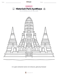 Historisch Park Ayutthaya afdrukbare werkblad voorbeeld