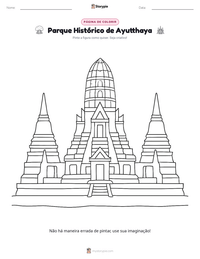 Prévia da folha de atividades imprimível Parque Histórico de Ayutthaya