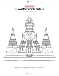 Ayutthaya Tarihi Parkı yazdırılabilir çalışma sayfası önizlemesi