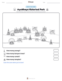 Ayutthaya Historical Park printable worksheet preview