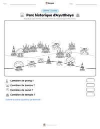 Aperçu de la feuille de travail imprimable Parc historique d'Ayutthaya