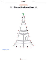 Historisch Park Ayutthaya afdrukbare werkblad voorbeeld