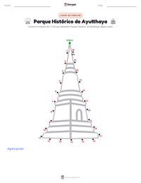 Prévia da folha de atividades imprimível Parque Histórico de Ayutthaya