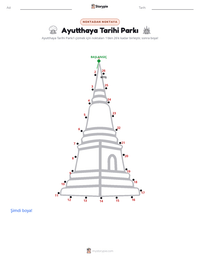 Ayutthaya Tarihi Parkı yazdırılabilir çalışma sayfası önizlemesi
