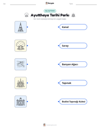 Ayutthaya Tarihi Parkı yazdırılabilir çalışma sayfası önizlemesi