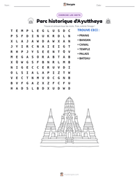 Aperçu de la feuille de travail imprimable Parc historique d'Ayutthaya