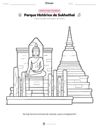 Vista previa de la hoja de trabajo imprimible de Parque Histórico de Sukhothai