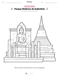 Prévia da folha de atividades imprimível Parque Histórico de Sukhothai