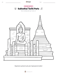 Sukhothai Tarihi Parkı yazdırılabilir çalışma sayfası önizlemesi