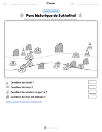Aperçu de la feuille de travail imprimable Parc historique de Sukhothaï