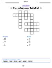 Aperçu de la feuille de travail imprimable Parc historique de Sukhothaï