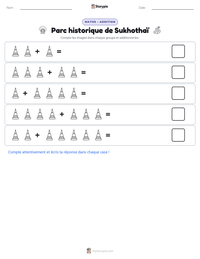 Aperçu de la feuille de travail imprimable Parc historique de Sukhothaï