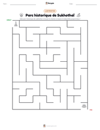 Aperçu de la feuille de travail imprimable Parc historique de Sukhothaï