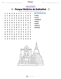 Prévia da folha de atividades imprimível Parque Histórico de Sukhothai