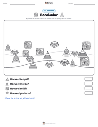 Borobudur afdrukbare werkblad voorbeeld