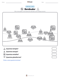 Prévia da folha de atividades imprimível Borobudur