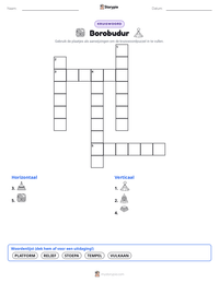 Borobudur afdrukbare werkblad voorbeeld