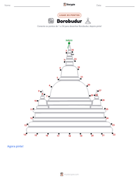 Prévia da folha de atividades imprimível Borobudur