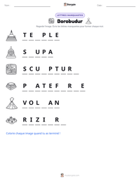 Aperçu de la feuille de travail imprimable Borobudur