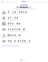 Podgląd drukowalnego arkusza ćwiczeń Borobudur
