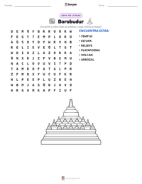 Vista previa de la hoja de trabajo imprimible de Borobudur