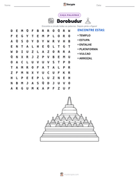Prévia da folha de atividades imprimível Borobudur