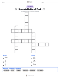 Komodo National Park printable worksheet preview