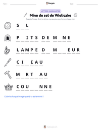 Aperçu de la feuille de travail imprimable Mine de sel de Wieliczka