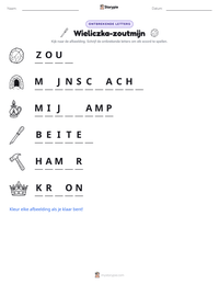 Wieliczka-zoutmijn afdrukbare werkblad voorbeeld