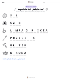 Podgląd drukowalnego arkusza ćwiczeń Kopalnia Soli „Wieliczka”