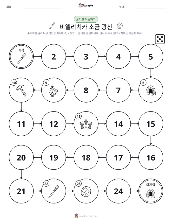 주사위 굴리고 이동하기 게임
