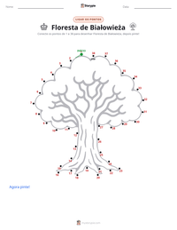 Prévia da folha de atividades imprimível Floresta de Białowieża