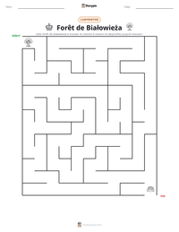 Aperçu de la feuille de travail imprimable Forêt de Białowieża