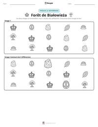Aperçu de la feuille de travail imprimable Forêt de Białowieża