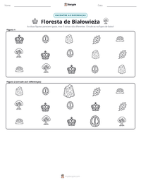 Prévia da folha de atividades imprimível Floresta de Białowieża