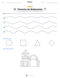 Prévia da folha de atividades imprimível Floresta de Białowieża
