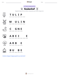 Aperçu de la feuille de travail imprimable Keukenhof