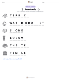 Pamukkale printable worksheet preview