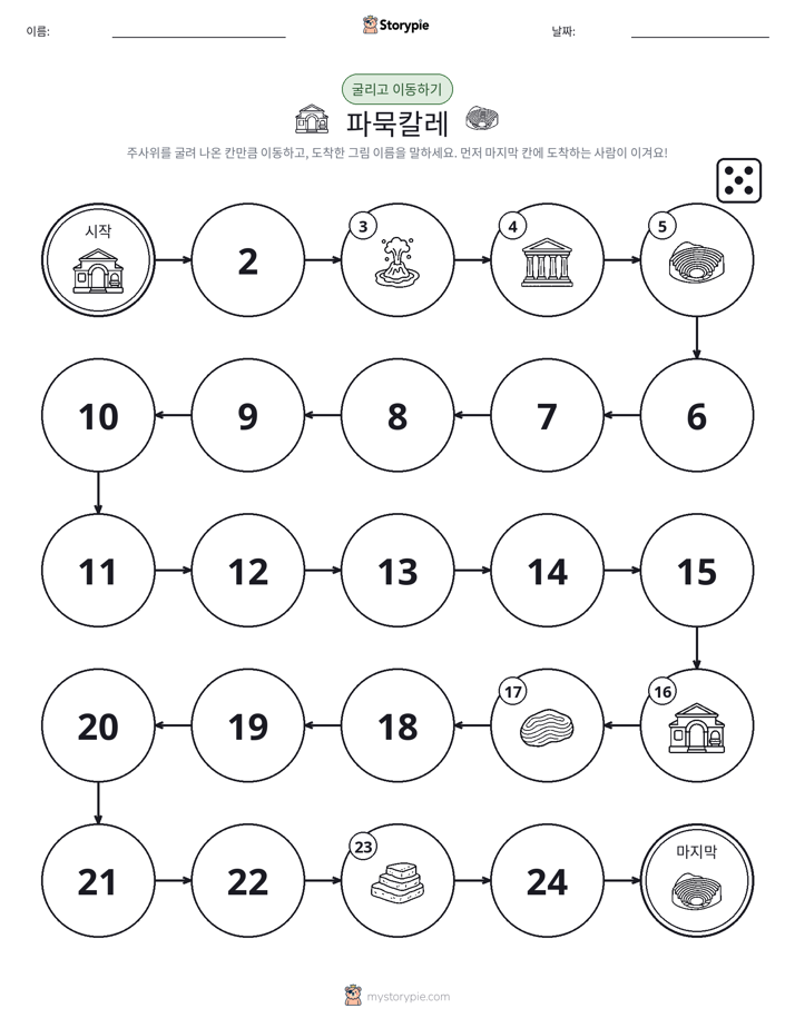 주사위 굴리고 이동하기 게임