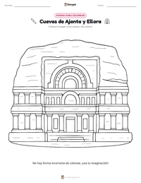 Vista previa de la hoja de trabajo imprimible de Cuevas de Ajanta y Ellora
