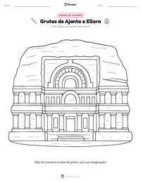 Prévia da folha de atividades imprimível Grutas de Ajanta e Ellora