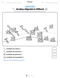 Aperçu de la feuille de travail imprimable Grottes d'Ajantâ et d'Ellorâ