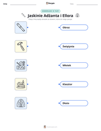 Podgląd drukowalnego arkusza ćwiczeń Jaskinie Adżanta i Ellora