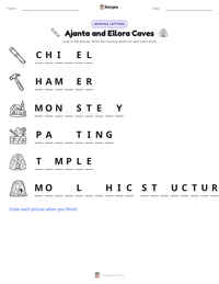 Ajanta and Ellora Caves printable worksheet preview