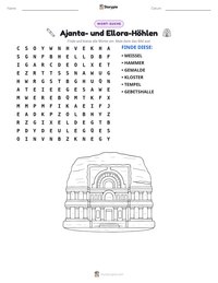 Ajanta- und Ellora-Höhlen druckbare Arbeitsblatt Vorschau