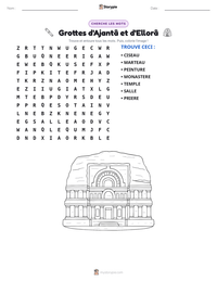 Aperçu de la feuille de travail imprimable Grottes d'Ajantâ et d'Ellorâ