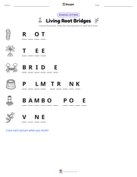 Living Root Bridges printable worksheet preview