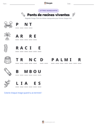 Aperçu de la feuille de travail imprimable Ponts de racines vivantes